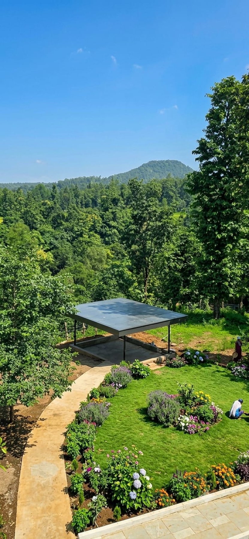 Aerial view of the resort gardens